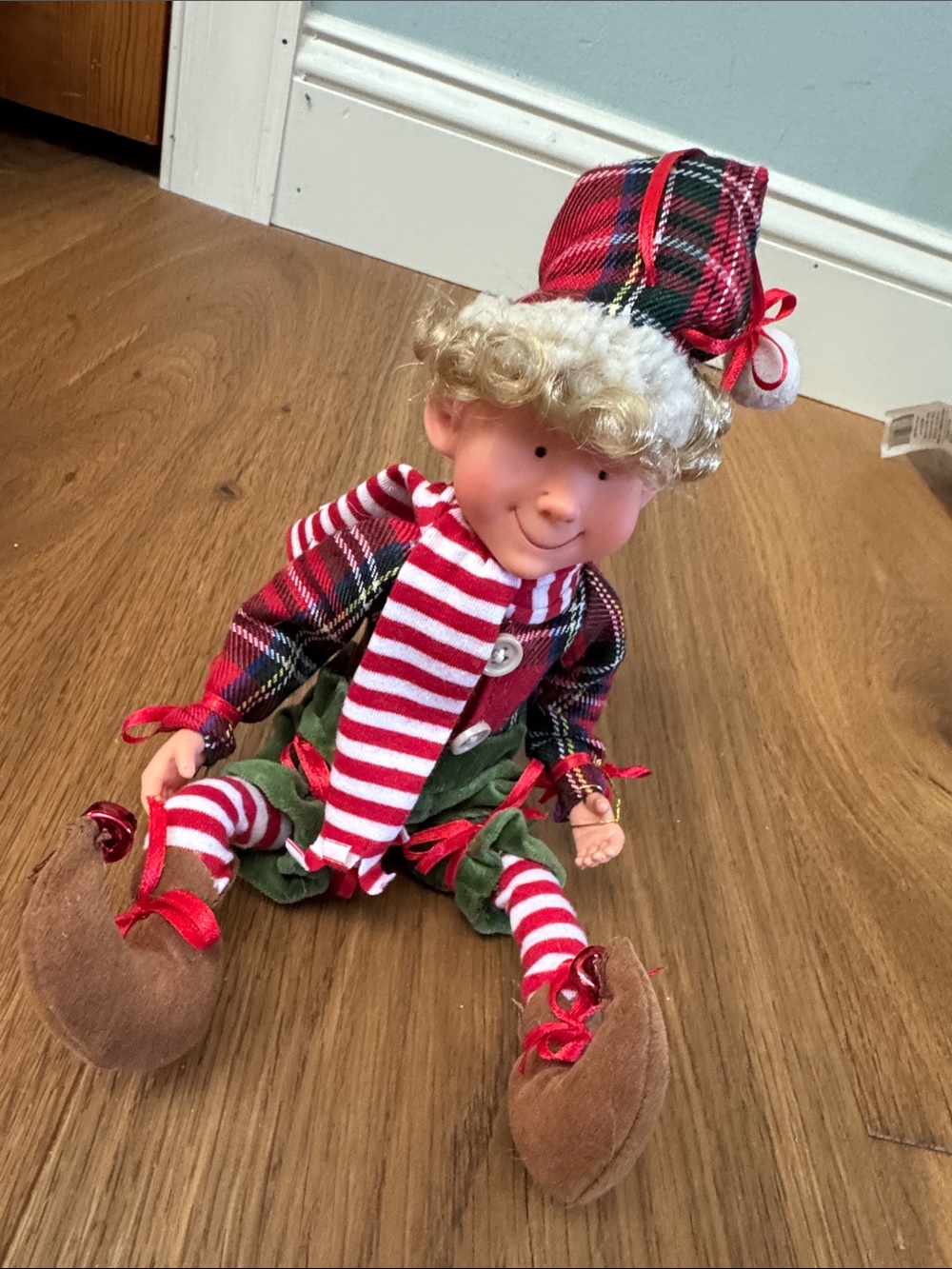 Holiday Elf Plush Doll - Red & Green Striped Outfit